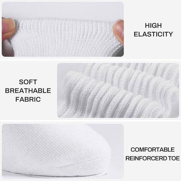 ⚡Women White Imported Cotton Slouch Socks Scrunch Knee High Slouchy Socks - Picture 2 of 7